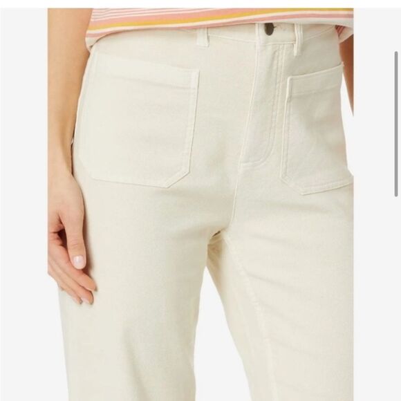 Faherty Stretch Terry Cotton Wide Leg Front Patch Pocket White Pants Size 31 - Picture 3 of 7